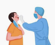 Hughes healthcare - step 1 A nasal swab sample is collected from the test subject.