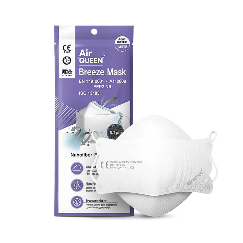 AirQUEEN Breeze Mask – White Individually wrapped (Pack of 25)