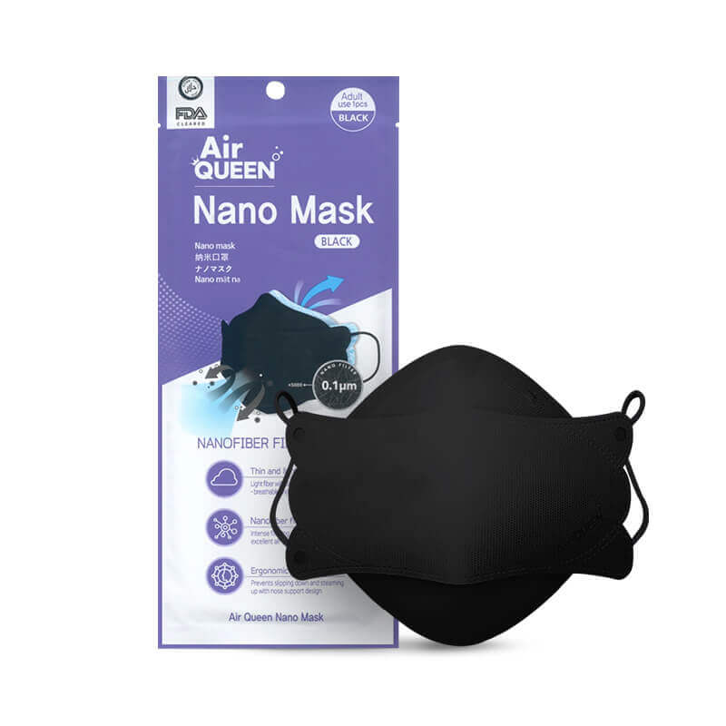 AirQUEEN Nano Mask – Black Individually Wrapped (Pack of 25)